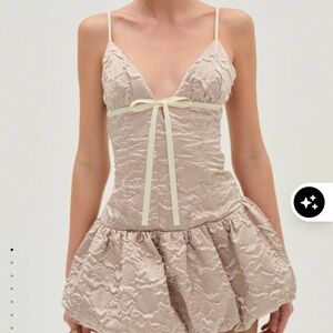 For Love And Lemons Cream Textured Chemise